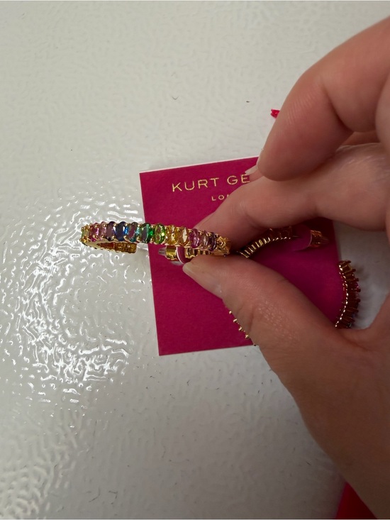 Kurt Geiger Accessories - Kurt Geiger Gold Rainbow Crystal Hoop Earrings